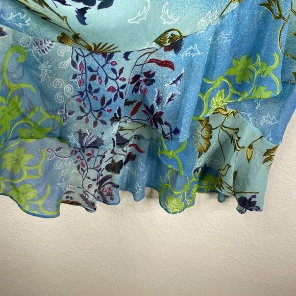 Zero Zero Women's Y2K Fairy Asian Maxi Ruffle Floral Boho Skirt Blue Size M - Picture 8 of 12